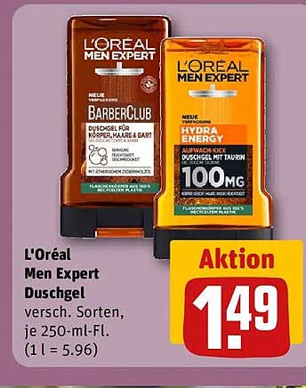 L'Oréal Men Expert Duschgel versch. Sorten, je 250-ml-Fl. (1 l = 5.96)