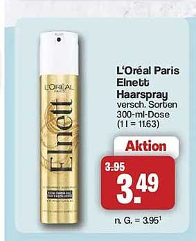 L'Oréal Paris Elnett Haarspray versch. Sorten 300-ml-Dose (1 l = 11.63)