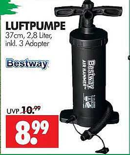 LUFTPUMPE 37cm, 2,8 Liter, inkl. 3 Adapter
