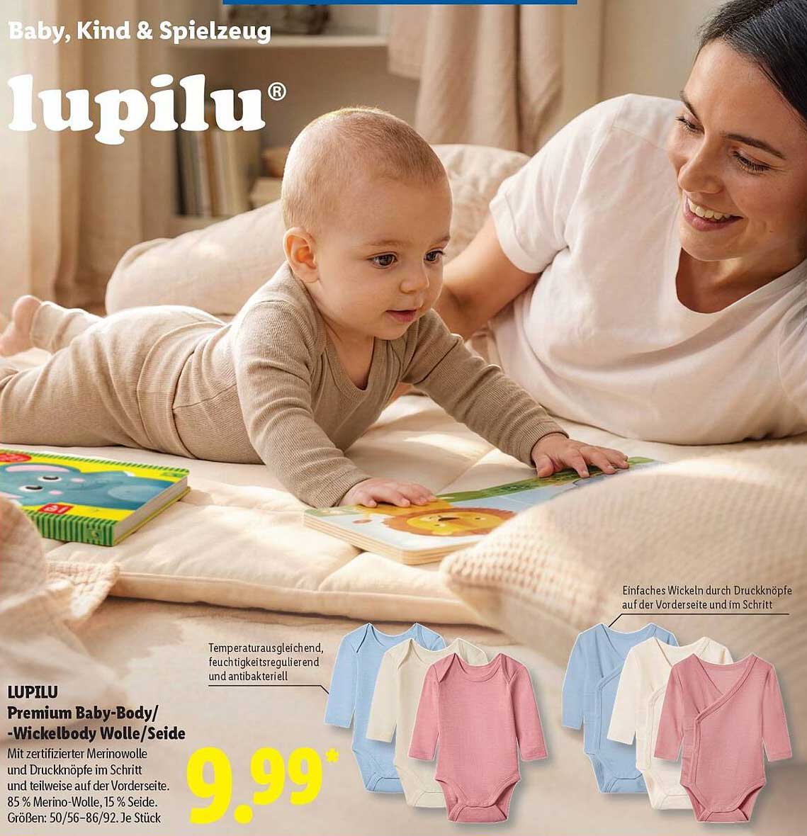 LUPILU Premium Baby-Body/-Wickelbody Wolle/Seide