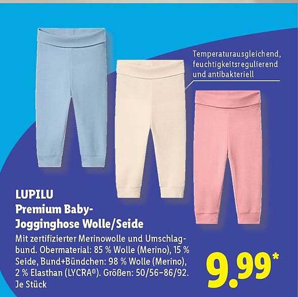 LUPILU Premium Baby-Jogginghose Wolle/Seide