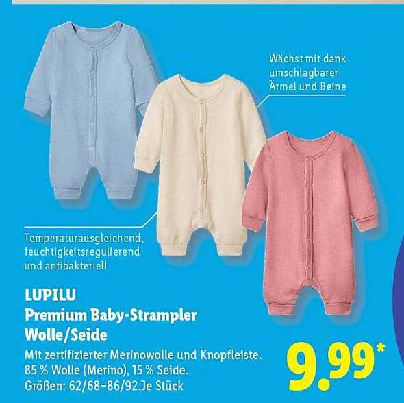LUPILU Premium Baby-Strampler Wolle/Seide