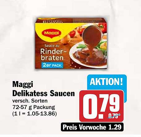 Maggi Delikatess Saucen versch. Sorten 72-57 g Packung (1 l = 1.05-13.86)