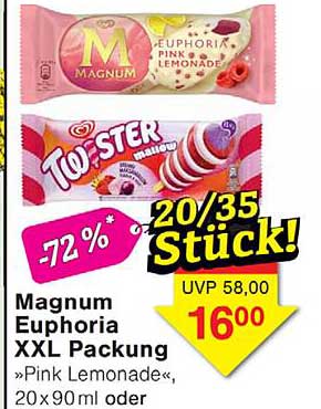 Magnum Euphoria XXL Packung »Pink Lemonade«, 20 x 90 ml oder