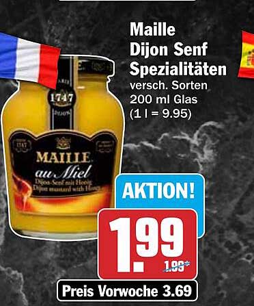 Maille Dijon Senf Spezialitäten versch. Sorten 200 ml Glas (1 l = 9.95)