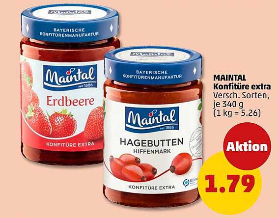 MAINTAL Konfitüre extra Versch. Sorten, je 340 g (1 kg = 5.26)