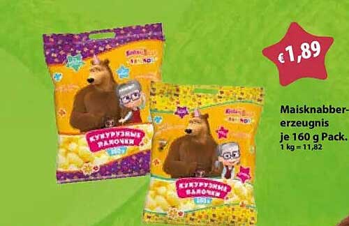 Maisknabberezeugnis je 160 g Pack. 1 kg = 11,82