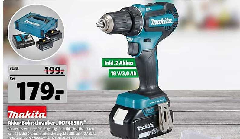 Makita Akku-Bohrschrauber „DDF485RFJ“