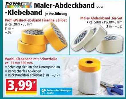 Maler-Abdeckband oder -Klebeband je Ausführung