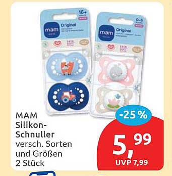 MAM Silikon-Schnuller versch. Sorten und Größen 2 Stück
