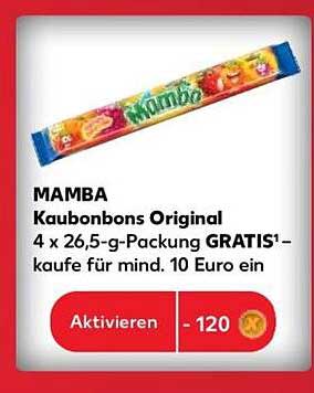 MAMBA Kaubonbons Originl 4 x 26,5-g-Packung GRATIS¹- kaufe für mind. 10 Euro ein