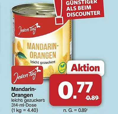 Mandarin-Orangen leicht gezuckert 314-ml-Dose (1 kg = 4.40)