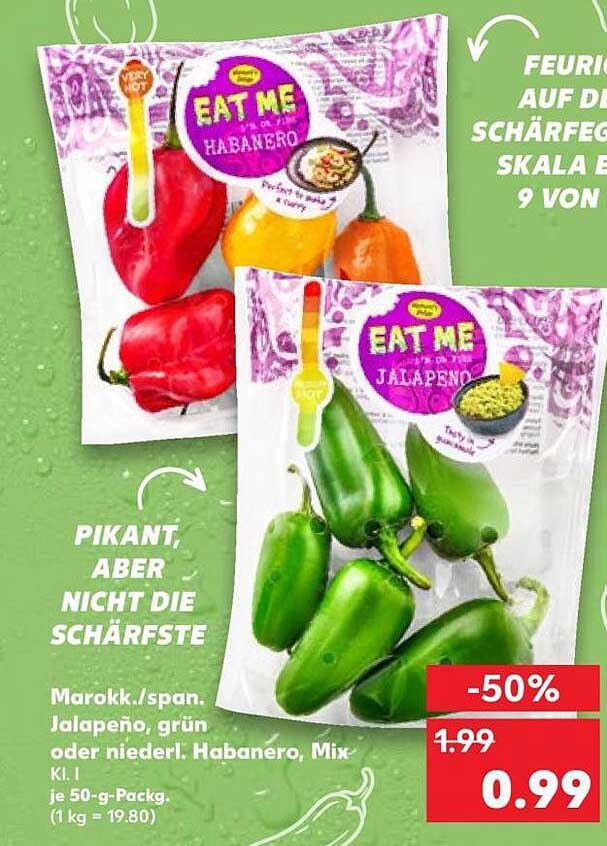 Marokk./span. Jalapeño, grün oder niederl. Habanero, Mix-Kl. I