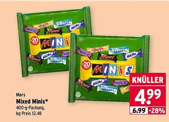 Mars Mixed Minis* 400-g-Packung, kg-Preis 12.48