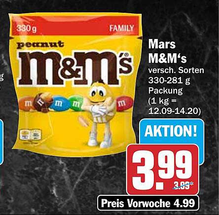 Mars M&M's versch. Sorten 330-281 g Packung (1 kg = 12.09-14.20)