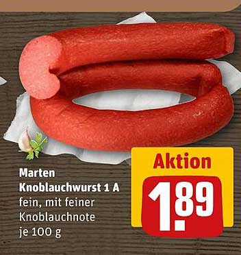 Marten Knoblauchwurst 1 A fein, mit feiner Knoblauchnote je 100 g