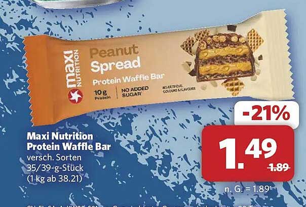 Maxi Nutrition Protein Waffle Bar versch. Sorten 35/39-g-Stück (1 kg ab 38.21)