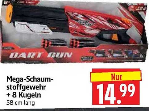 Mega-Schaumstoffgewehr + 8 Kugeln 58 cm lang
