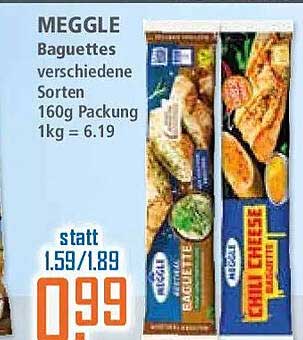 MEGGLE Baguettes verschiedene Sorten 160g Packung 1kg = 6.19