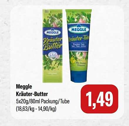 Meggle Kräuter-Butter 5x20g/80ml Packung/Tube (18,63/kg - 14,90/kg)