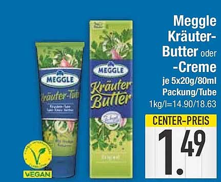 Meggle Kräuter-Butter oder -Creme je 5x20g/80ml Packung/Tube