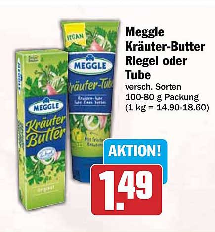 Meggle Kräuter-Butter Riegel oder Tube