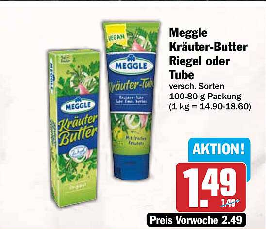Meggle Kräuter-Butter Riegel oder Tube