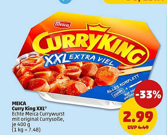 Meica Curry King XXL* Echte Meica Currywurst mit original Currysoße, je 400 g (1 kg = 7.48)