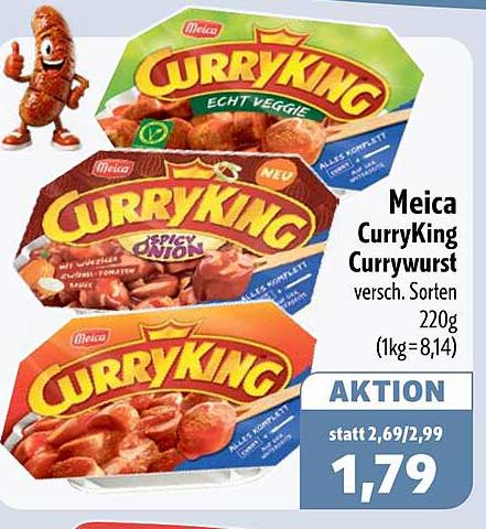 Meica CurryKing Currywurst versch. Sorten 220g (1kg=8,14)