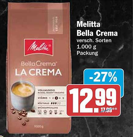 Melitta Bella Crema versch. Sorten 1.000 g Packung