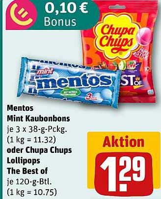 Mentos Mint Kaubonbons oder Chupa Chups Lollipops The Best