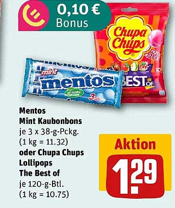 Mentos Mint Kaubonbons oder Chupa Chups Lollipops The Best