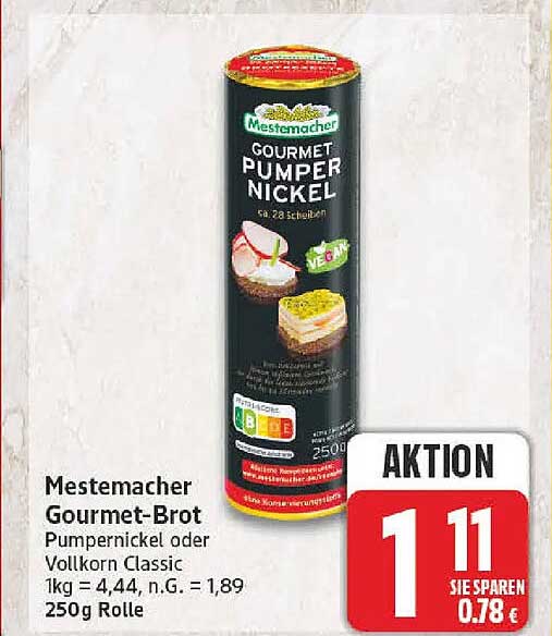 Mestemacher Gourmet-Brot Pumpernickel oder Vollkorn Classic