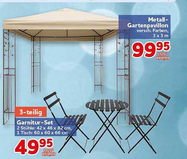 Metall-Gartenpavillon versch. Farben, 3 x 3 m