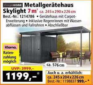 Metallgerätehaus Skylight 7 m²