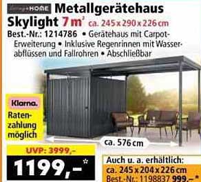 Metallgerätehaus Skylight 7m² ca. 245 x 290 x 226 cm