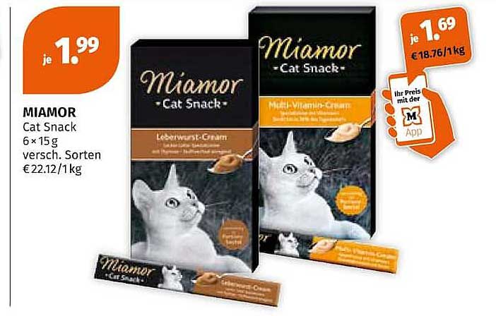 MIAMOR Cat Snack 6 x 15 g, vers. Sorten