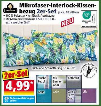 Mikrofaser-Interlock-Kissenbezug 2er-Set