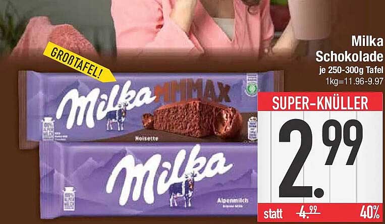 Milka Schokolade je 250-300g Tafel
