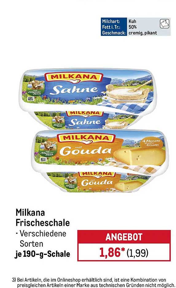 Milkana Frischeschale • Verschiedene Sorten je 190-g-Schale