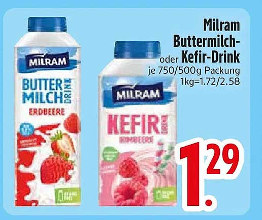 Milram Buttermilch- oder Kefir-Drink