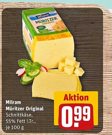 Milram Müritzer Original Schnittkäse, 55% Fett i.Tr., je 100 g