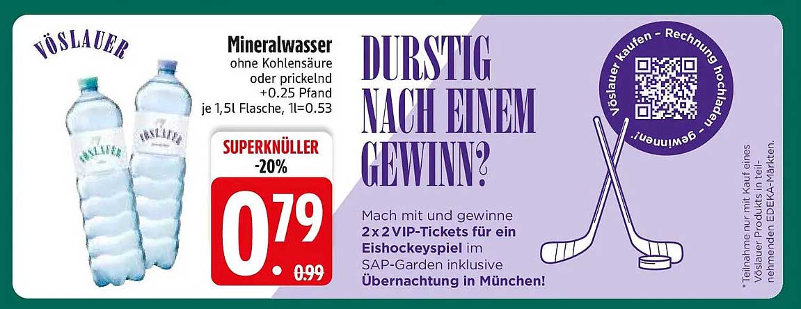 Mineralwasser ohne Kohlensäure oder prickelnd +0.25 Pfand je 1,5l Flasche, 1l=0.53