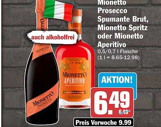 Mionetto Prosecco Spumante Brut, Mionetto Spritz oder Mionetto Aperitivo
