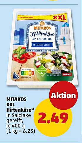 MITAKOS XXL Hirtenkäse* in Salzlake gereift, je 400 g (1 kg = 6.23)