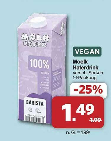 Moelk Haferdrink versch. Sorten 1-l-Packung