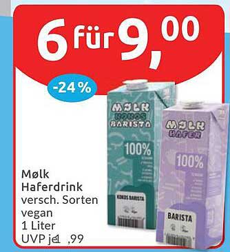 Molk Haferdrink versch. Sorten vegan 1 Liter UVP je 1,99