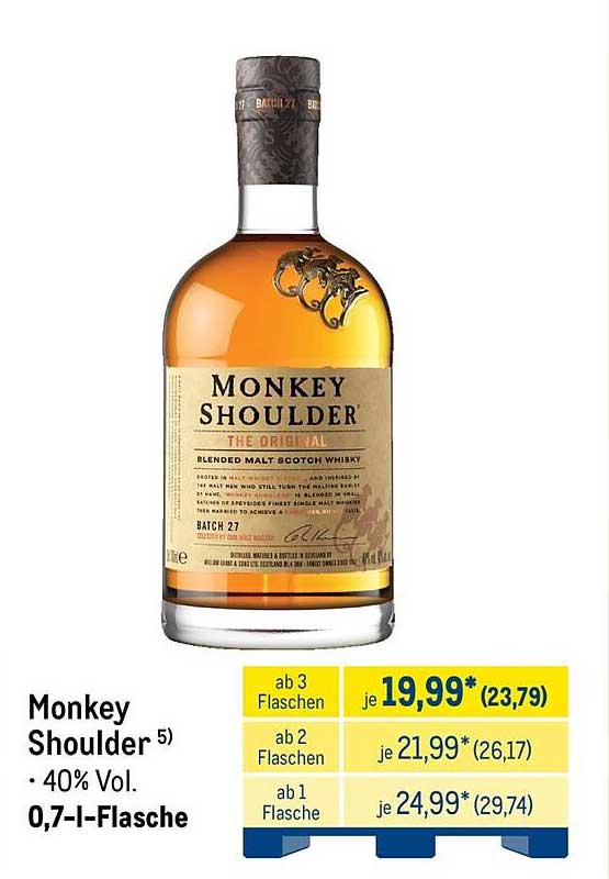 Monkey Shoulder 5) • 40% Vol. 0,7-l-Flasche
