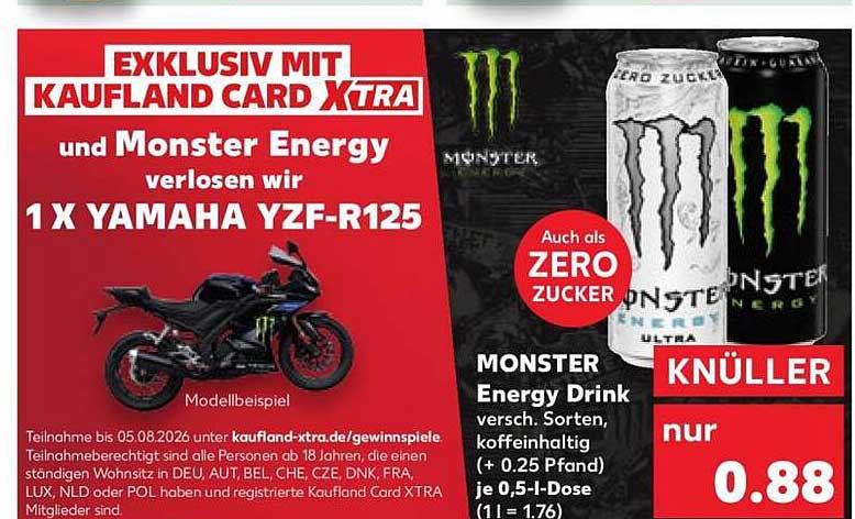 MONSTER Energy Drink versch. Sorten, koffeinhaltig (+ 0.25 Pfand) je 0,5-L-Dose