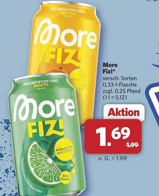 More Fizi* versch. Sorten 0,33-l-Flasche zzgl. 0.25 Pfand (1 l = 5.12)